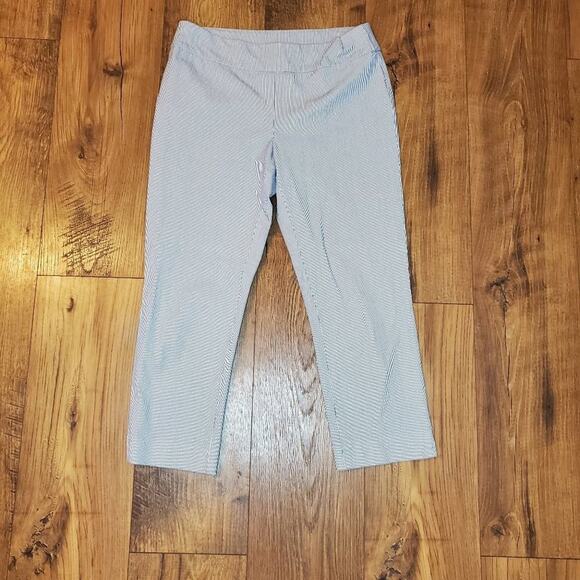 Chico's So Slimming Crop Pants Blue & White Stripes Size 0 (US 4) - Picture 1 of 4